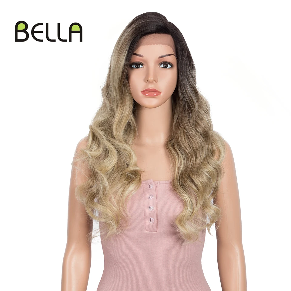 Парики из синтетического кружева натуральные волнистые 613 блонд коричневый цвет