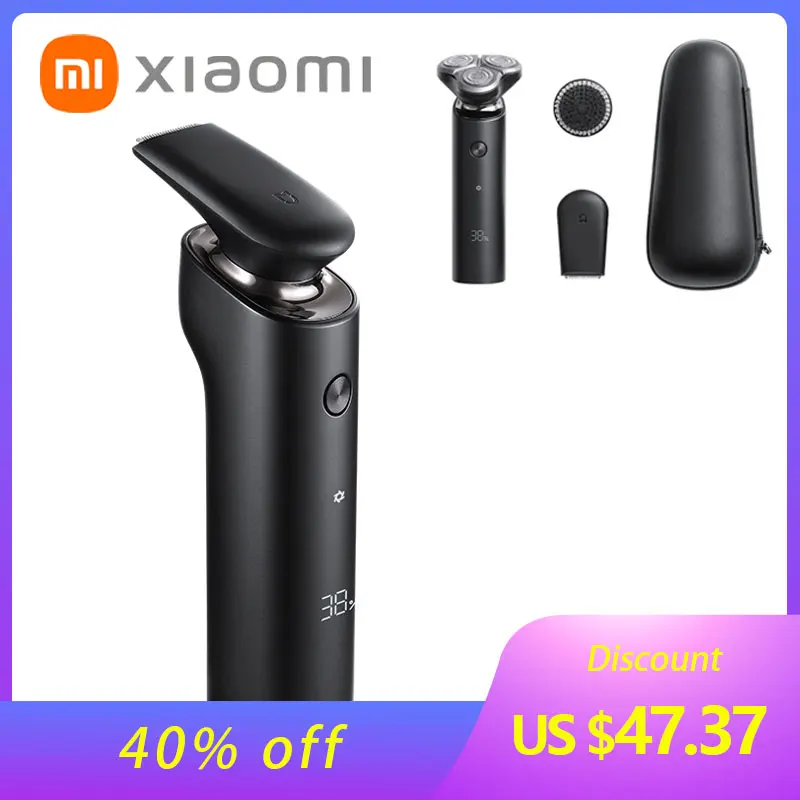 novo xiaomi mijia s500c barbeador eletrico para homens barba seco molhado barbear