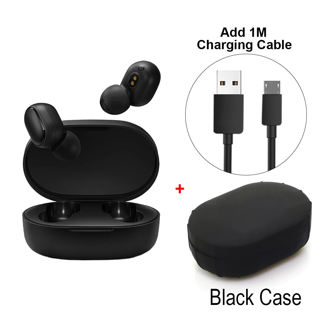 Add Cable Black Xiaomi Redmi Airdots TWS, Bluetooth 5,0, беспроводные наушники, гарнитура, наушники, голосовое управление, шумоподавление, управление краном - Цвет: Add Cable Black