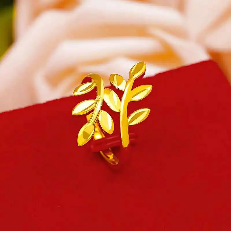 

Leaf Ring 24K Gold Plated Rings for Women Ethnic Branch Leaves Party Birthday Anniversary Engagement Rings Trendy Jewelry Gift