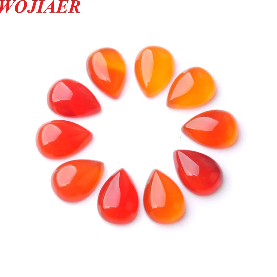 

Небольшие бусины WOJIAER Z9107 из натурального красного агата с грушевидным кабошоном, бусины без отверстий для изготовления колец «сделай сам», ...
