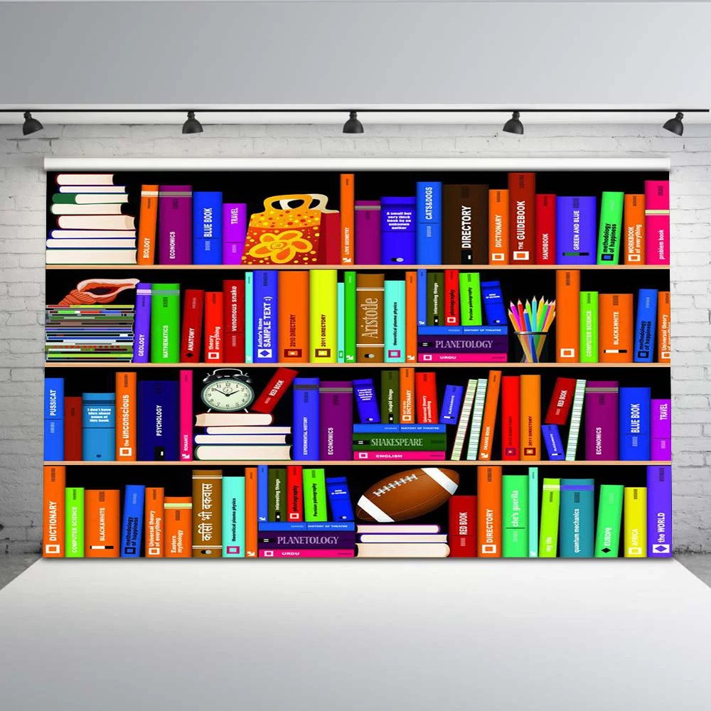 Mehofoto книжный счетчик фотобудка фон библиотека для фотографии назад в школу Y