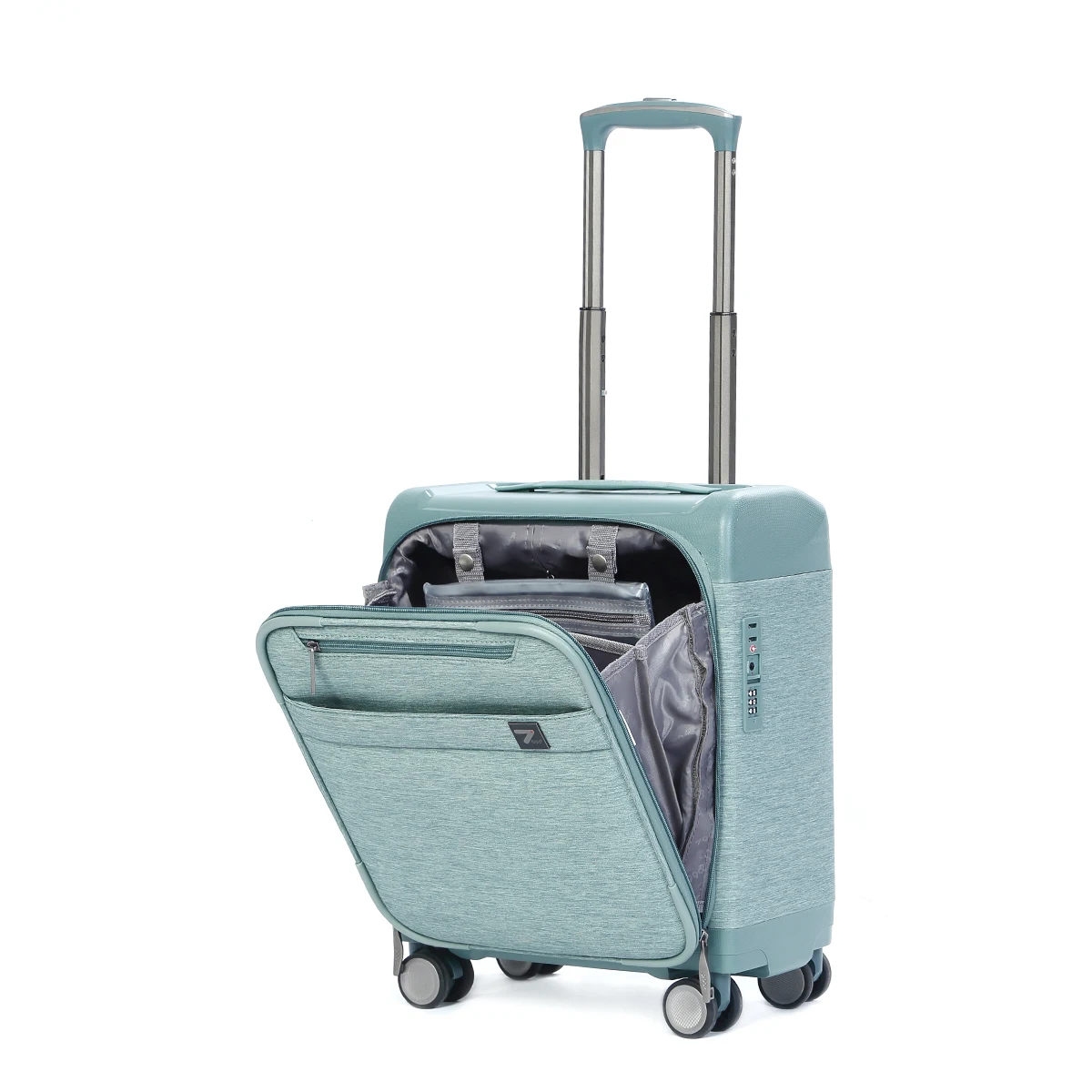 UNIWALKER Carry on Luggage Business Suitcase 16 Inch Trolley Matcha Green TSA Password Lock