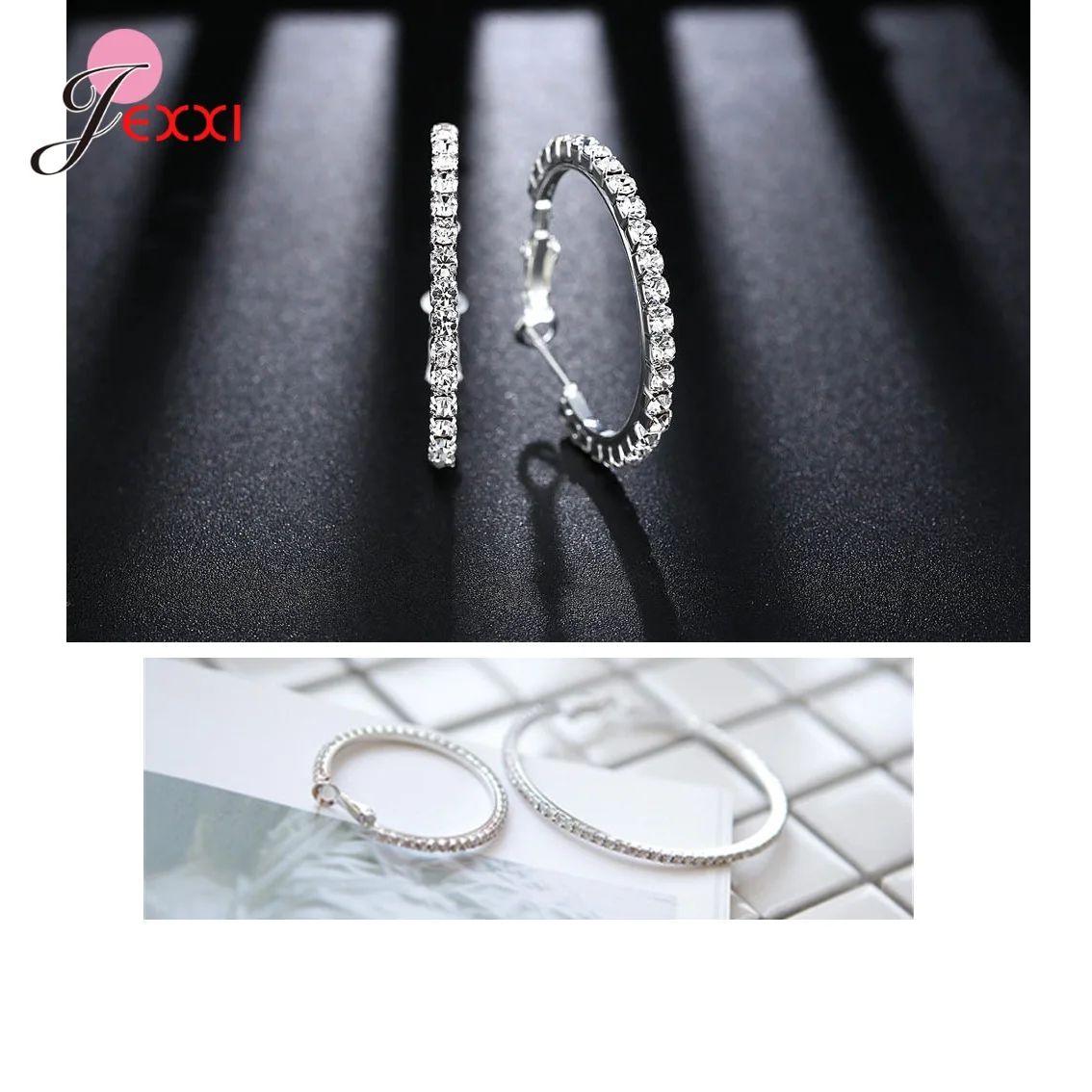 

Classic Charm Round Simple Collection Hoop Earrings Real 925 Sterling Silver Fashion Big Earrings For Women Package Sale