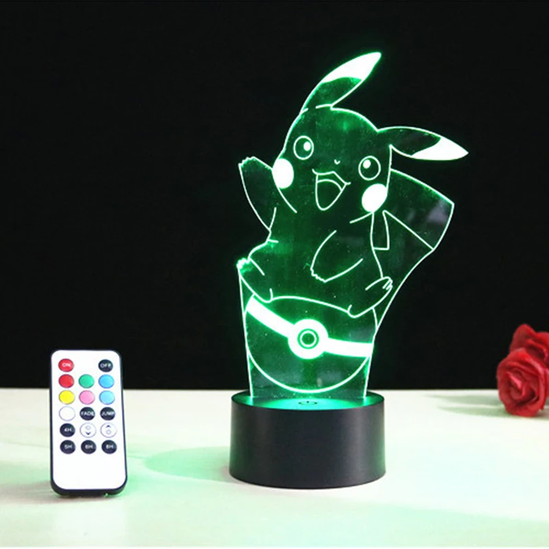 Pokemon Go фигурка 3D RGB лампа Пикачу Покемон Подарочный ночник светодиодный 7 цветов ночник