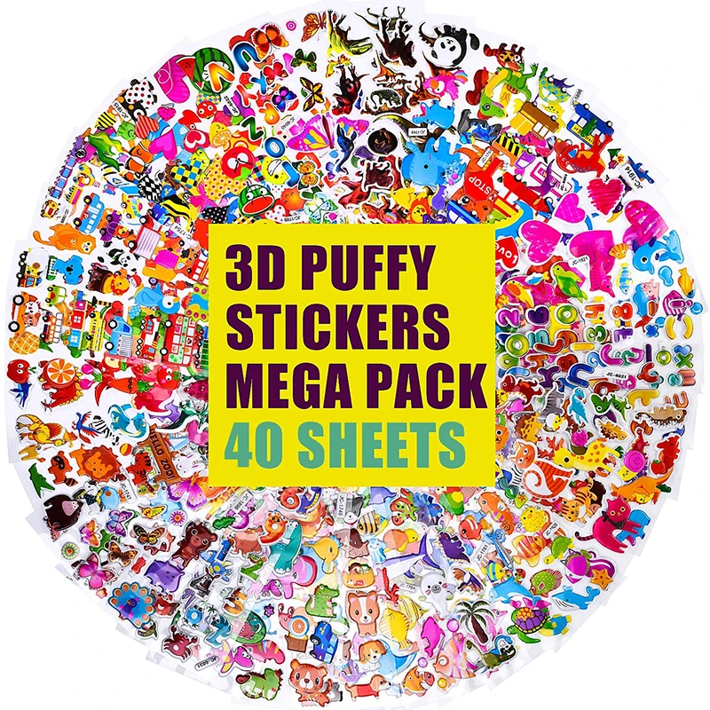Lote de 40 pegatinas de dibujos animados en 3D, pegatinas de princesa hinchadas al azar, regalos para ni&ntilde;as y ni&ntilde;os, Festival, fiesta-1