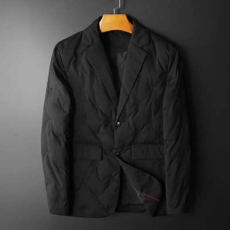 

Minglu White Duck Down Winter Male Blazer Luxury Black Swallow Embroidery Single Breasted Men's Blazer Slim Fit Man Coats 5XL