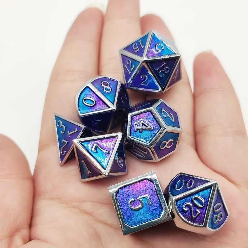 

New multi-faceted metal dice role playing board game digital metal multi-faced dice seven-piece set multiple colors