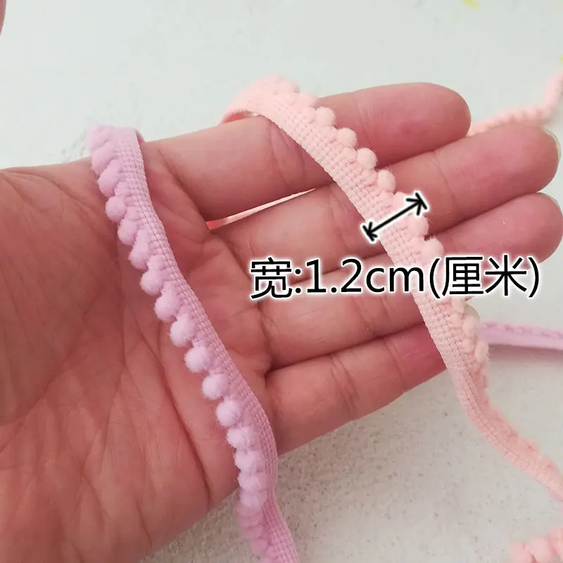 2m High Quality Cream Pink Gray 1.2cm Plush Pom Ball Lace Trims Handmade diy Clothing Tassel Curtain Decoration Accessory LC0312 | Дом и сад