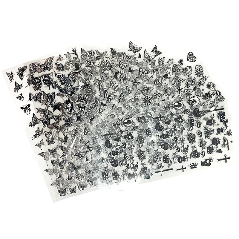 

1 Sheet 3D Black Butterfly Nail Stickers Flower Nails Art Decals Sliders Transfer Paper Wraps Manicure Decorations