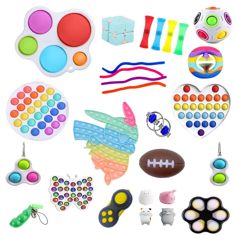 

Pop Rainbow Bubble Pops Fidget Kids Toy Sensory Autisim Special Need Its Anti-stress Stress Relief Squishy Random Color