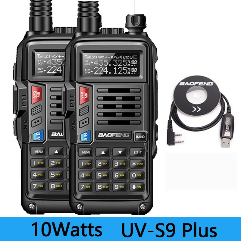 

2 шт Baofeng UV-S9 плюс 10 Вт иди и болтай Walkie Talkie “иди и Dual Band 136-174/400-520 МГц 10 Вт трансивер обновленная версия UV-5R Ham радио