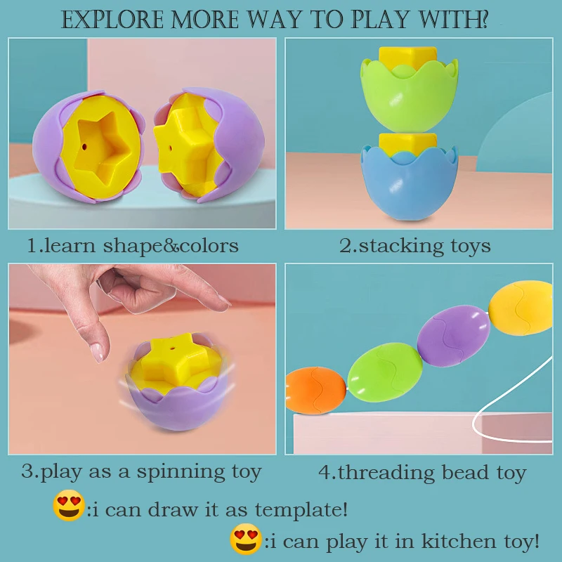 kids fun color egg shape puzzle early learning geometric figures recognition montessori toys for toddlers children toy free global shipping
