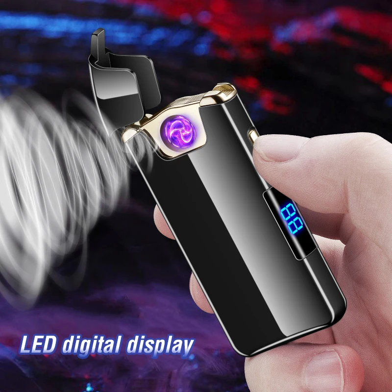 Поворот огонь USB Электронная сигарета зажигалка из металла с защитой от ветра