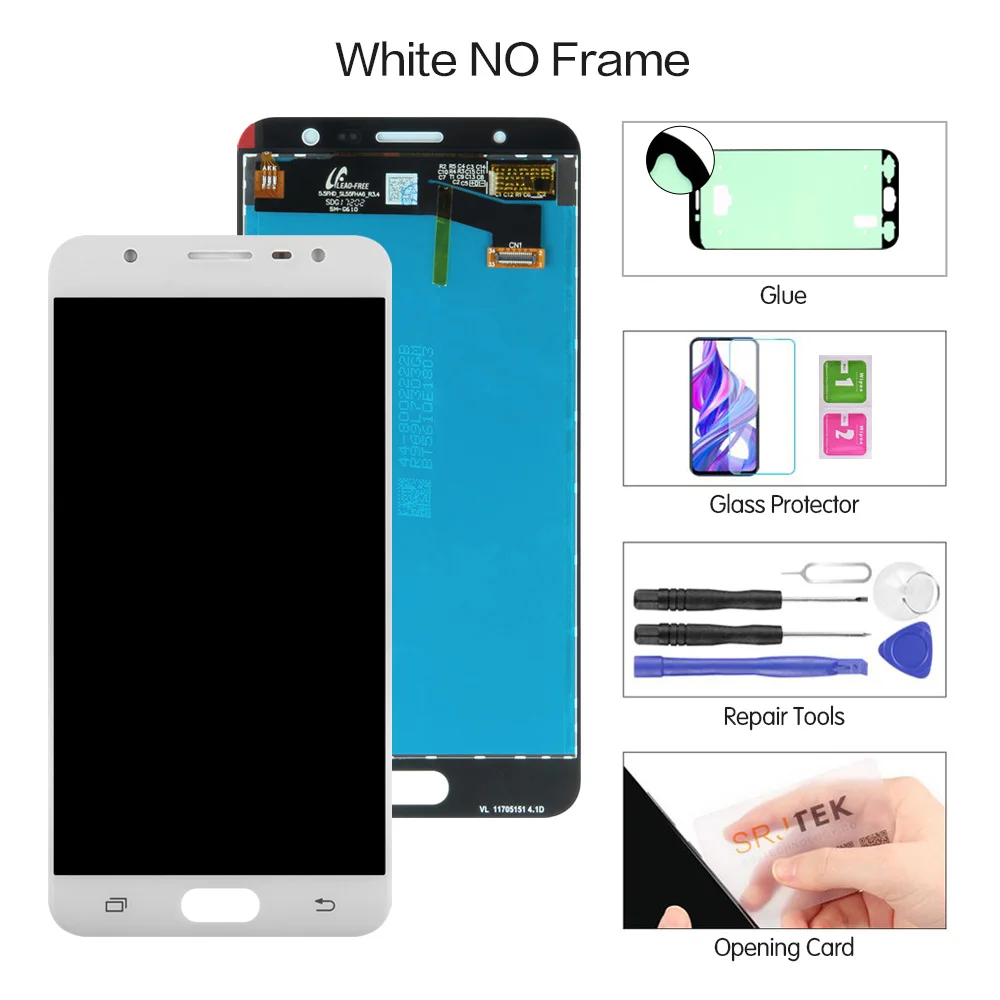 Dual White no Frame Дисплей для SAMSUNG Galaxy J7 Prime lcd сенсорный экран с двумя отверстиями с рамкой G610 G610K G610F G610M для J7 Prime lcd - Цвет: Dual White no Frame