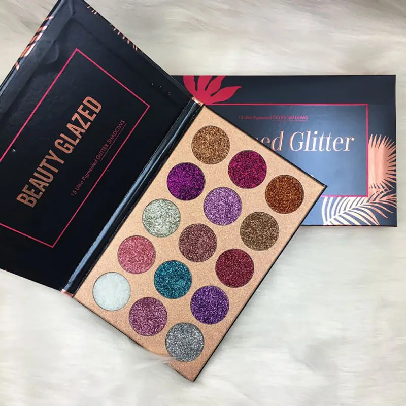 15 цветов Палитра теней для век Красота глазурованный блеск инъекции