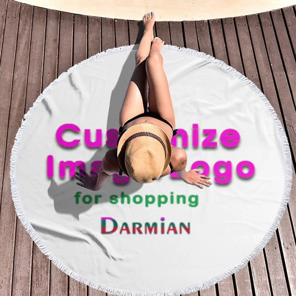 Летнее женское круглое пляжное банное полотенце быстросохнущее из микрофибры с