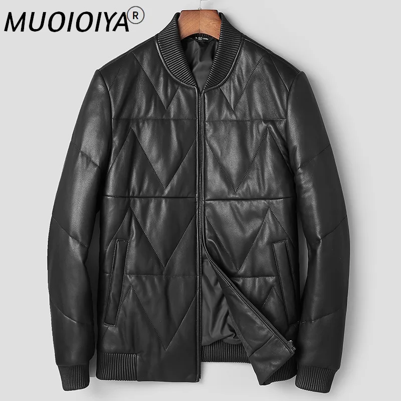 

MUOIOYIA Autumn Leather Jacket Men White Duck Down Real Sheepskin Coat Casaul Men's Coats Clothing Chaquetas Hombre 2022 WPY4130