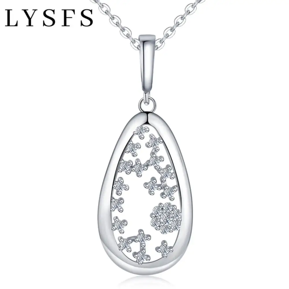 

LYSFS Trendy Elegant AAA zircon 925 Sterling Silver Natural Pendant Necklace Fine Jewelry for Women
