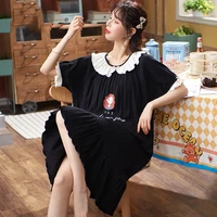 new pajamas womens spring and summer plus size pajamas round neck cute loose thin home service night gown soft