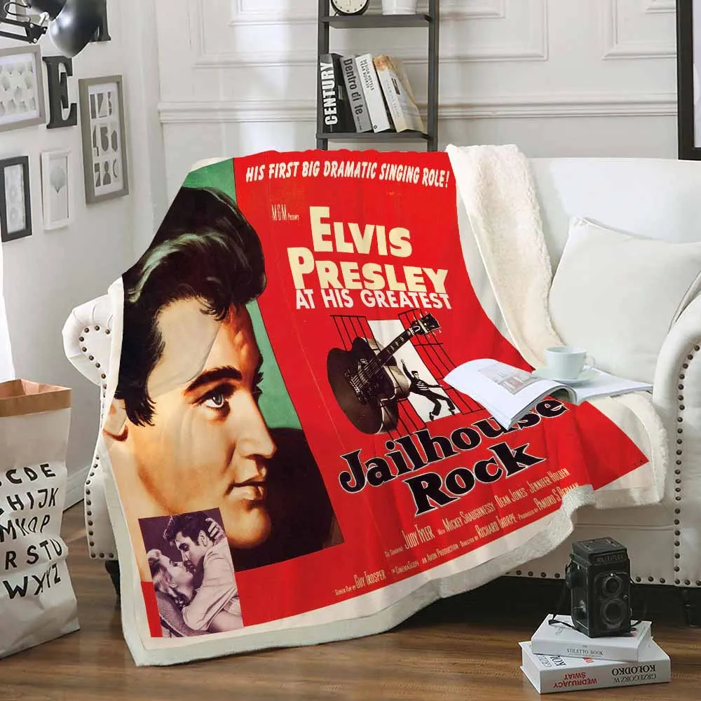 Фланелевое Одеяло Elvis Presley с принтом известной певицы теплый уютный домашний