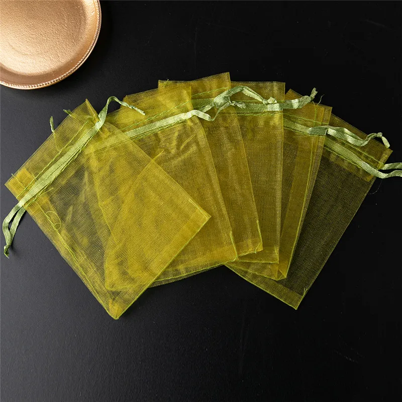 

50pcs/lot Telescopic Rope Organza Bags 9x12cm Wedding Gift Bags Fabric Jewelry Pouches