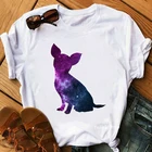 Футболка женская с принтом чихуахуа, смешная рубашка с розовыми блестками, милая одежда в стиле Харадзюку, одежда для любителей собак