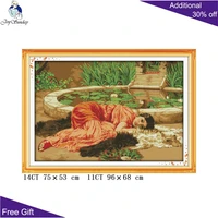 joy sunday comfortable woman cross stitch home decoration r406 14ct 11ct counted and stamped comfortable cross stitch kits