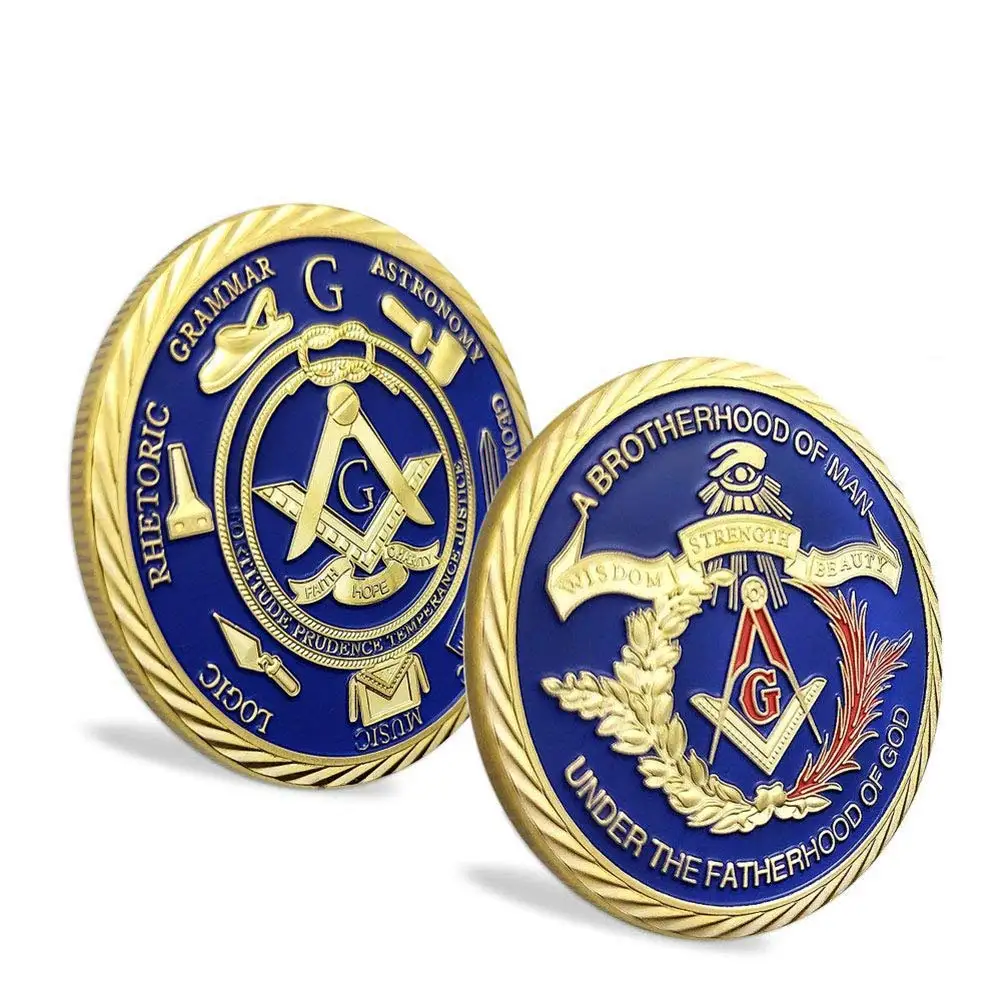 

Masonic Freemasonry coins,2015 Newest Replica coins, Free shipping 3 pcs/lot ,40*3mm Iron with gold plated coin