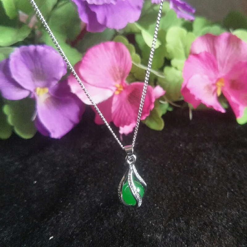 Натуральная искусственная бусина на удачу 925 Серебристая нефритовая подвеска