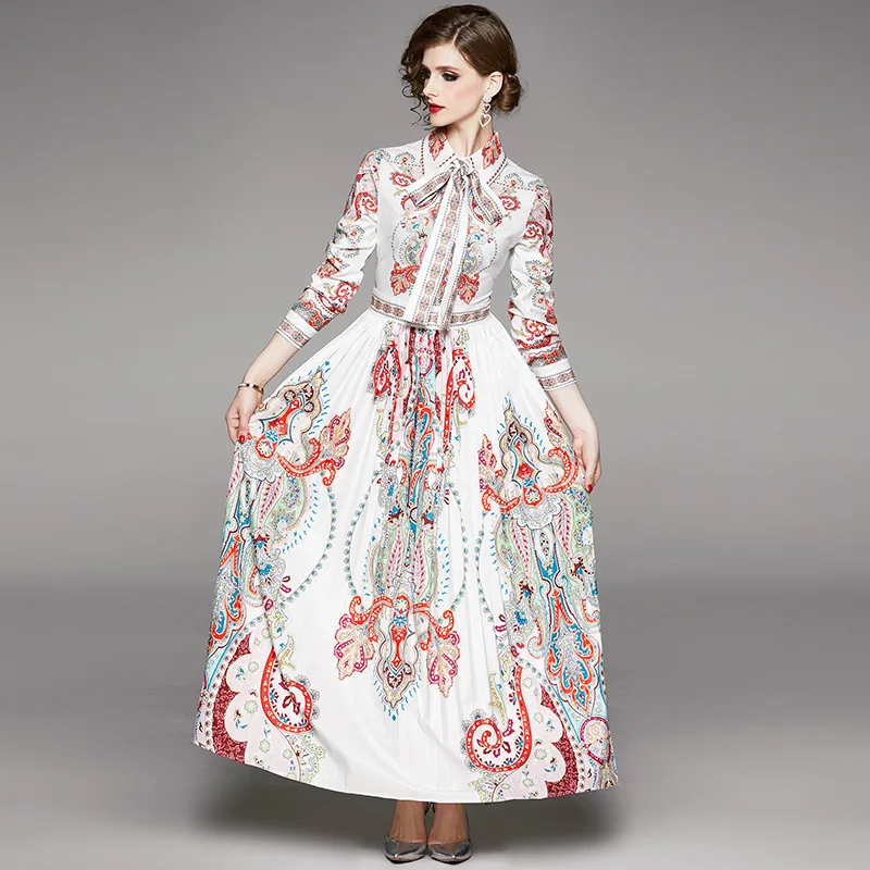 Роскошное модное подиумное осеннее платье с поясом женское элегантное винтажное