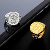 punk luxury brand gold color us dollar sign mens rings classic vintage square rings for men engagement ring jewelry