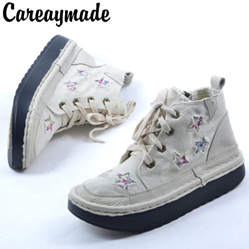 Женские ботинки Careaymade из натуральной кожи в стиле ретро повседневные мартинсы