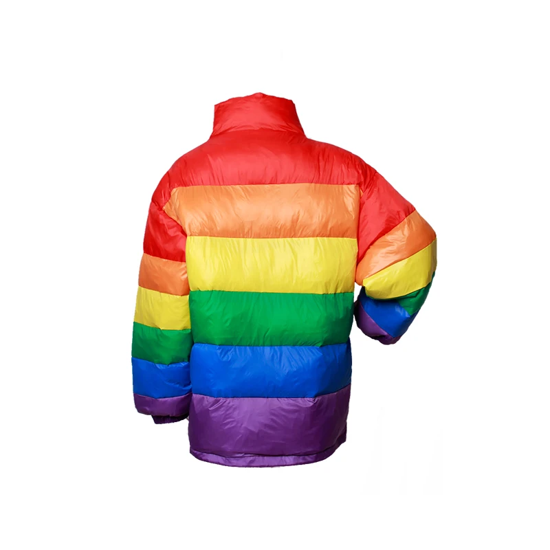 Winter Jacket Women Plus Size Loose Rainbow Striped Harajuku Wadded Parka Coat Femme Chaqueta Mujer Outwear Women Puffer Jacket