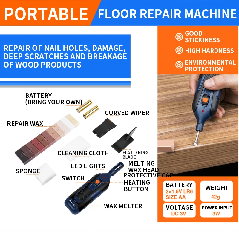 

Household wooden furniture touch-up artifact scratches, pits, gaps repair pen paste wax composite floor repair machine