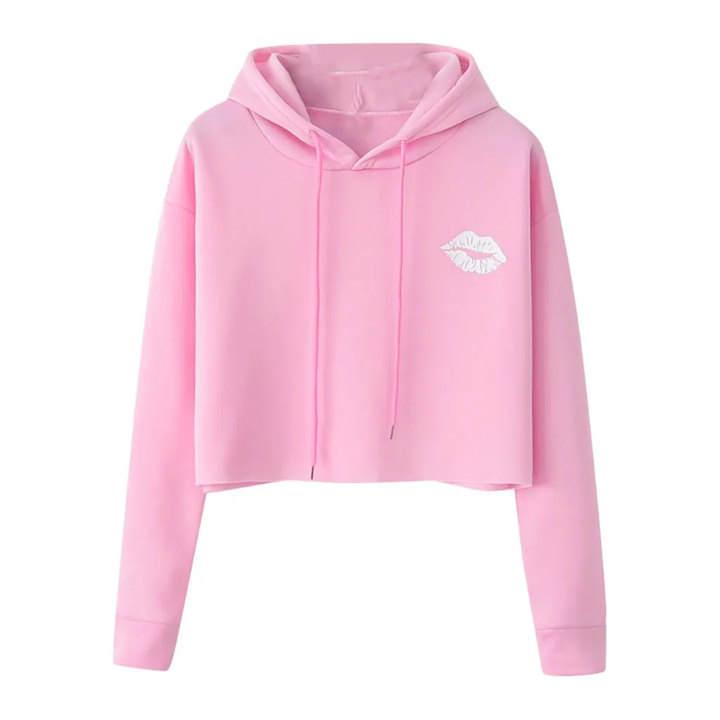 Осенне зимние женские укороченные толстовки пуловеры топы повседневные Черные