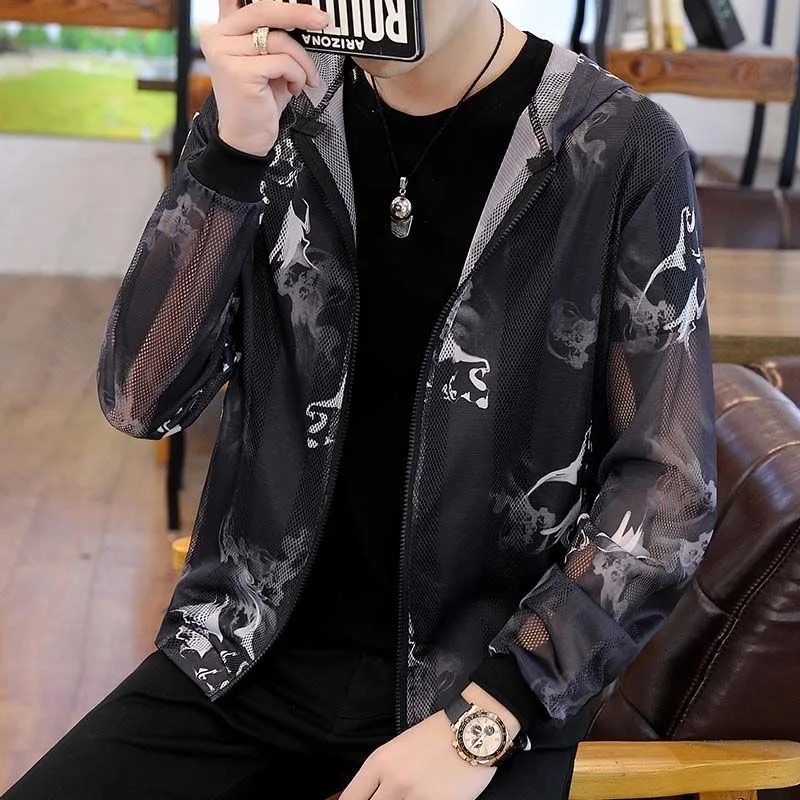 Куртка-бомбер мужская Тонкая воздухопроницаемая приталенная с