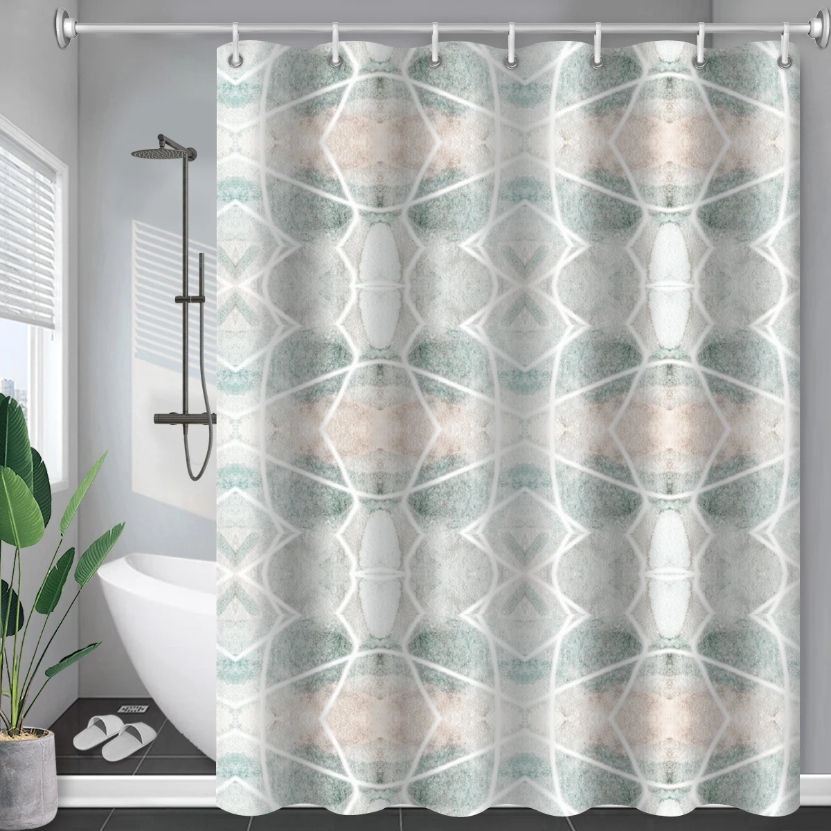 grey modern striped printed long shower curtain bathroom accessories duschvorhang decorative waterproof curtains rail with hooks free global shipping