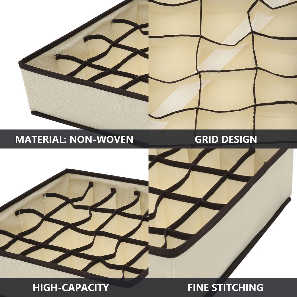 

24 Lattice Storage Box Underwear Bra Organizer Storage Box 2 Colors Drawer Closet Organizers Boxes for Underwear Scarfs Socks