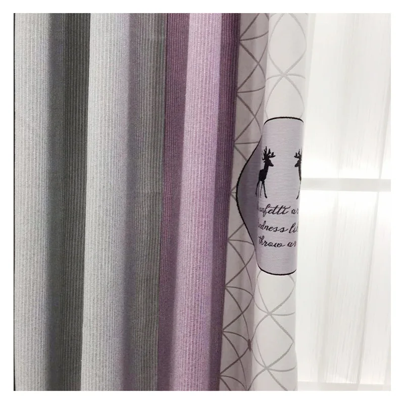 

Simple Nordic Ecological Cotton And Hemp Mosaic Jacquard Shading Curtains For Living Dining Room Bedroom.