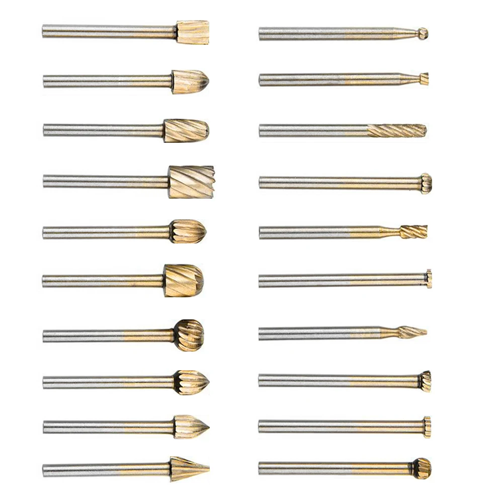 

20*Rotary File Carving Burrs 20Pcs 40mm HSS Router Bits Wood Milling Drill Tools Rotary Files New Style