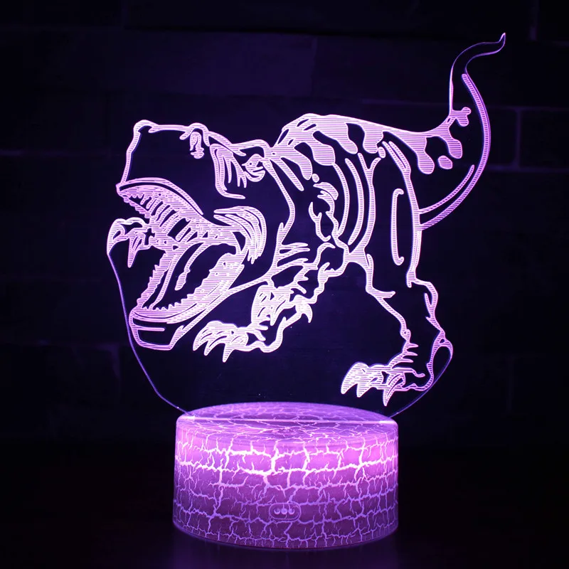 Акриловые 3D светодиодный Ночной светильник серии динозавров красочные USB
