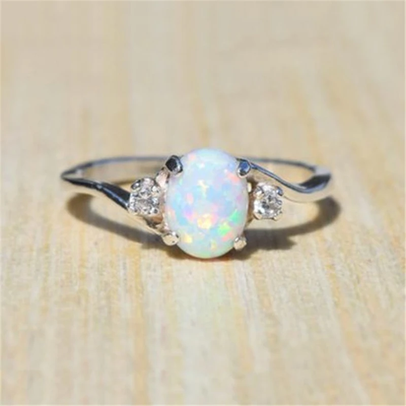 

Classic Oval Opal Rings for Women Charm Jewelry Wedding Engagement Gift Silver Color Cubic Zircon Band Ring Wholesale