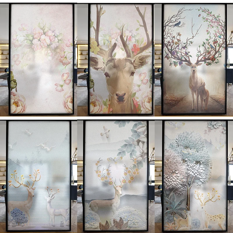 Виниловая пленка на окна с изображением оленя размер заказ Электростатическая