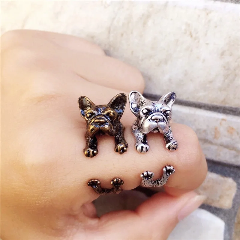 Newly 1 Pcs Stereoscopic New Retro Punk Personality Hippie Puppy Wrap Ring Fashion Brass Knuckle Adjustable Jewelry | Украшения и
