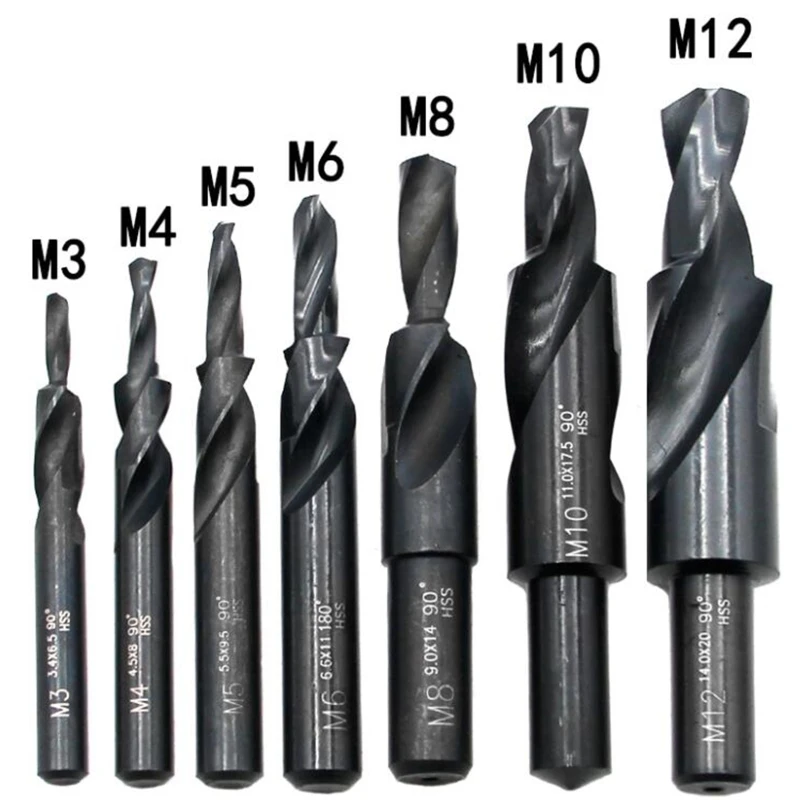 

M3-M12 90/180 Degree HSS Twist Step Drill Bits 6542 Nitride Template Drills Countersunk Mold Drilling