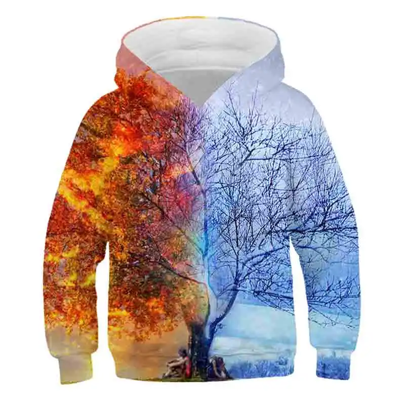 

The leaves plant Boys Hoodies Pattern Autumn Winter Outwear Children Sweatshirts for Kids Clothes Boy polyester Pullovers 4-14Y