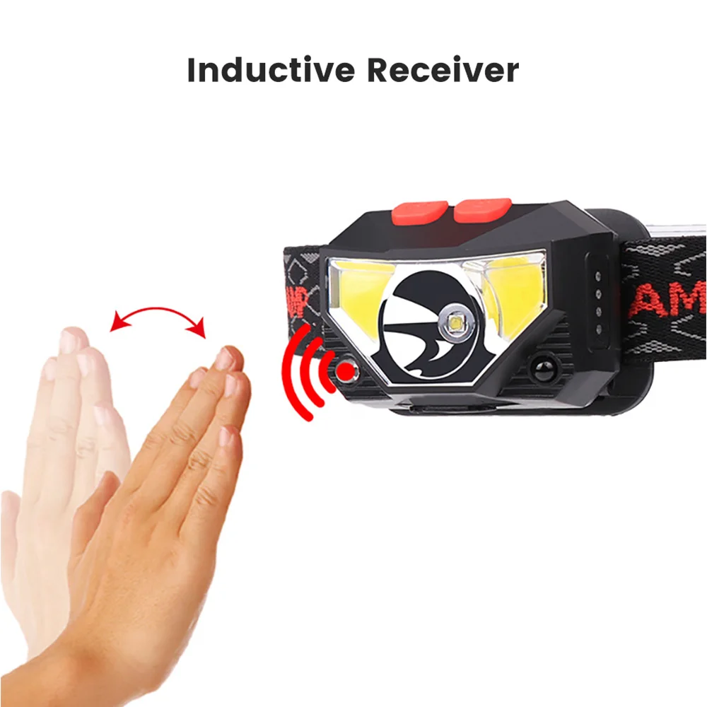 SUNYIMA LED Inductive Headlamp XPG COB Motion Sensor 6 Modes Hands-Free Rechargeable Headligh Red Lights Torch Lamp | Лампы и