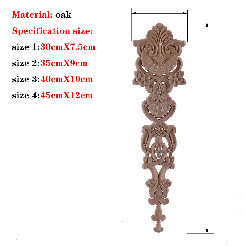 RUNBAZEF 1PC New Decorative Wood Appliques Unpainted Oak Carved Wave Flower Onlay Decal Corner  Home Furniture Door Decor Crafts images - 6