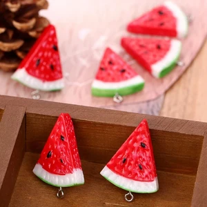 10pcspack fruit watermelon resin charms for earring keychain necklace pendant jewlery oranment finding diy phone charms craft free global shipping